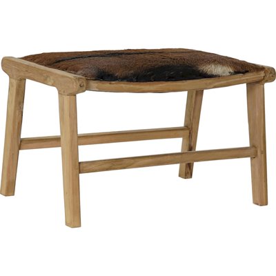 Tabouret en teck et cuir, Colonial RECOLLECTION