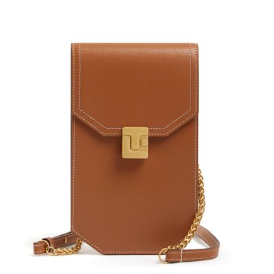 Etui téléphone à rabat en cuir lisse ROSE LE TANNEUR
