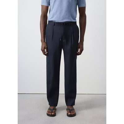 Pantalon 100 % lin relaxed fit à cordon MANGO MAN