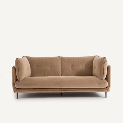Canapé compact en velours stonewashed, BOTERO AM.PM
