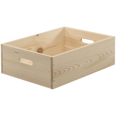 Caisse en bois brut de rangement 40 x 30 x 8 cm JARDINDECO
