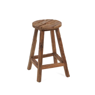 Tabouret de bar en bois de teck récupéré SHIBORI BAZAR BIZAR