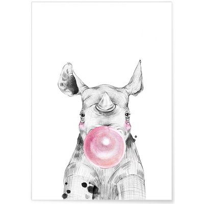 Poster Bulle de Rhinocéros Rose L'AFFICHERIE