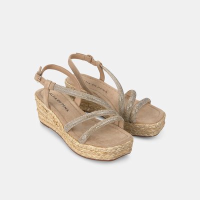 Sandales compensées tressées avec détails de strass et fermeture à boucle ALMA EN PENA