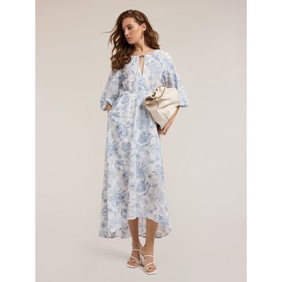 Robe longue en coton avec broderie florale en FIL MOTIVI