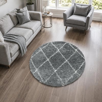Tapis rond berbère tissé motifs ethno-chic SHAGGY A UN AMOUR DE TAPIS
