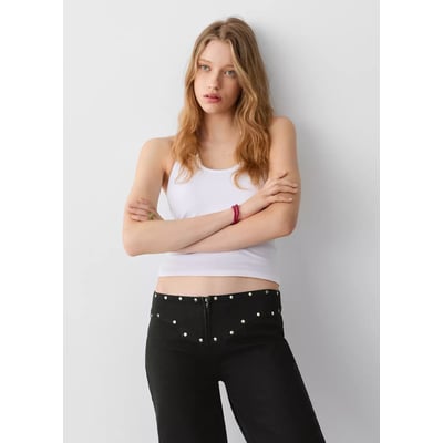 Jean low waist à clous permanents MANGO TEEN