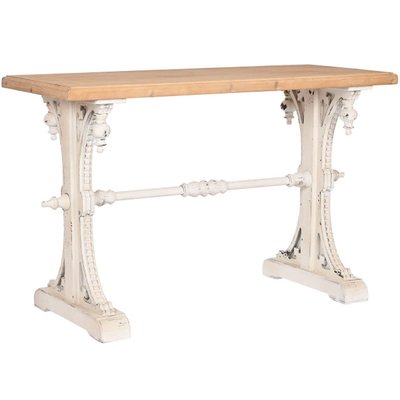 Console classique blanc et bois 120x50x77cm WADIGA