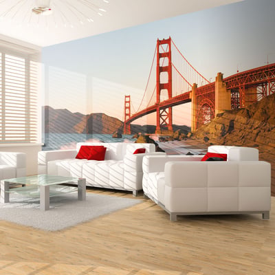 Papier peint intissé panoramique Ville et Architecture Pont du Golden Gate - coucher de soleil, San Francisco EDEN