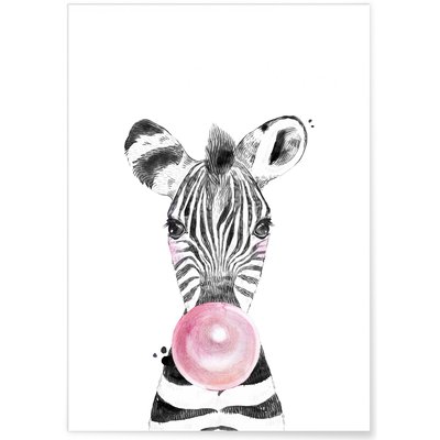 Poster Bulle de Zèbre Rose L'AFFICHERIE