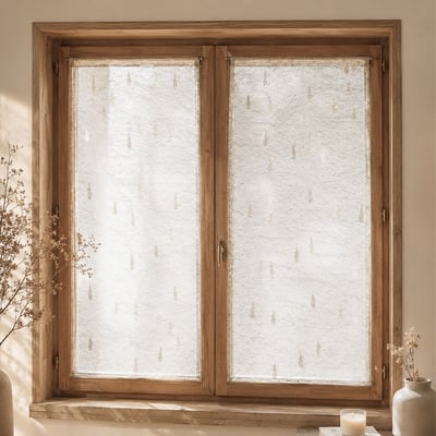 Paire de petits voilages Organza et Jacquard à motifs gouttes HOME MAISON