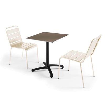 Ensemble table inclinable en HPL et 2 chaises en métal OVIALA