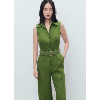 Combinaison chemisier lin ceinture MANGO