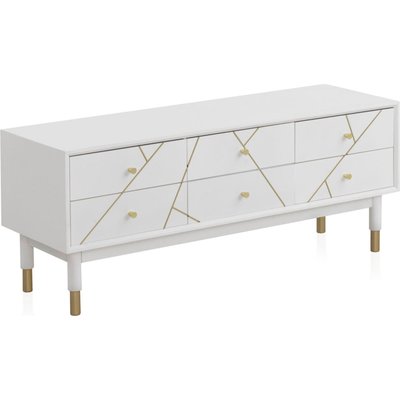 Meuble tv  laqué design doré 6 tiroirs élégant RECOLLECTION