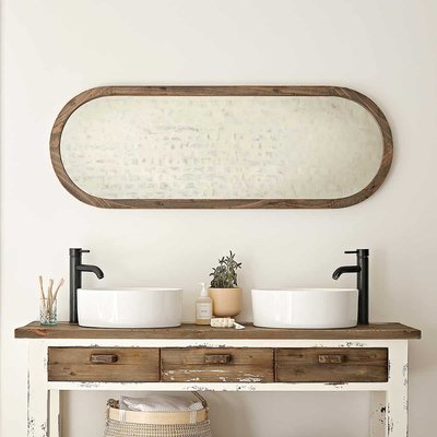 Miroir en pin recyclé massif FSC mixte ovale SEZANNE BERAH GETAH