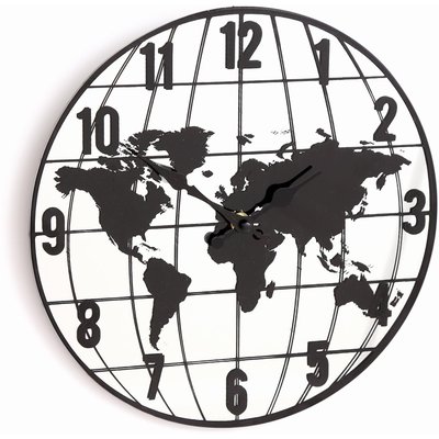 Horloge effet miroir mappemonde 30 cm JARDINDECO