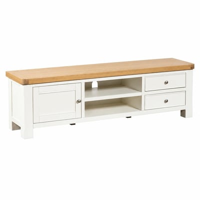Meuble TV blanc 1 porte 2 tiroirs VELIA PIER IMPORT
