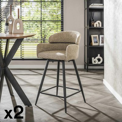 Chaise de bar pivotante en bouclette beige (lot de 2) GALWAY PIER IMPORT