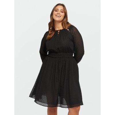 Robe en tissu ouvragé avec élastique à la taille, col rond et passants en tissu FIORELLA RUBINO