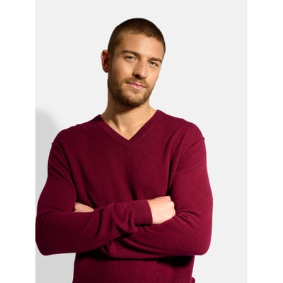 Pull Col V  Bordeaux Tom JUST CASHMERE