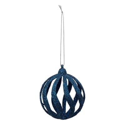 Boule de Noël vague bleu 80mm ATMOSPHERA
