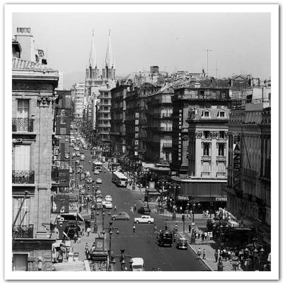 Affiche Marseille - La Canebiere, Scène de vie en 1960 HEXOA