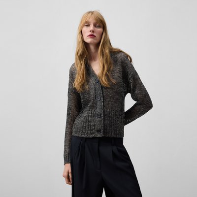 Cardigan court en maille chinée ADOLFO DOMINGUEZ