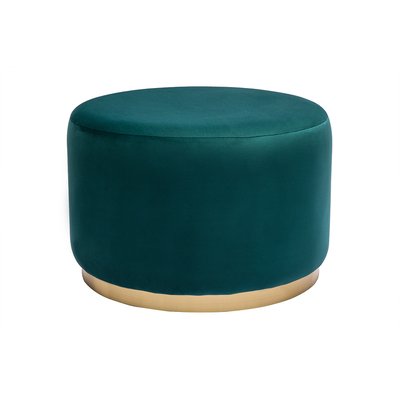Pouf rond en tissu effet laine bouclée blanc cassé et métal doré D54 cm AMAYA MILIBOO