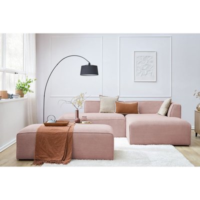 Canapé modulable 5 places en velours côtelé avec pouf, MEGEVE BOBOCHIC