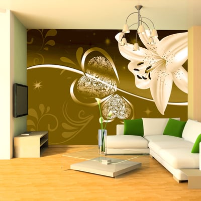 Papier peint intissé panoramique Fleurs Lily in shades of green EDEN