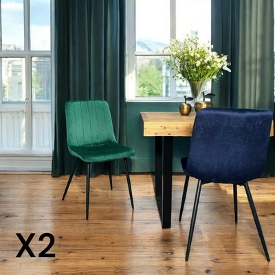 Chaise à rayures velours vert sapin (lot de 2) MALANG PIER IMPORT