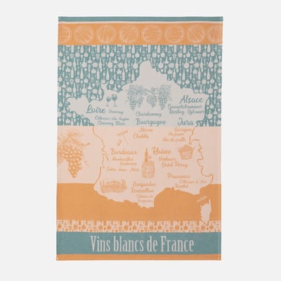 Torchon jacquard coton VINS BLANC DE FRANCE COUCKE