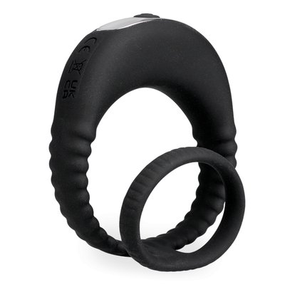 Double anneau vibrant en silicone Hop - Cockring penien pour homme et couple - Noir LOVE AND VIBES