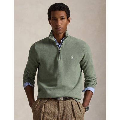 Pull demi-zippé en coton piqué POLO RALPH LAUREN