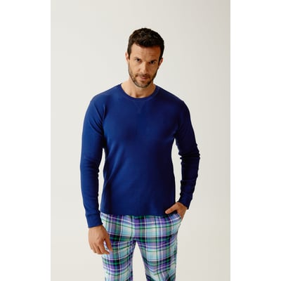 Tee-shirt manches longues en jersey de coton et modal couleur unie Minuit ARTHUR