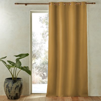 Private Washed Linen Single Lined Blackout Eyelet Curtain AM.PM