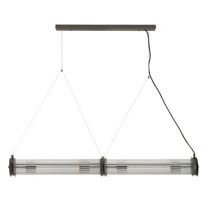 Suspension tube double verre métal gris SIGNATURE