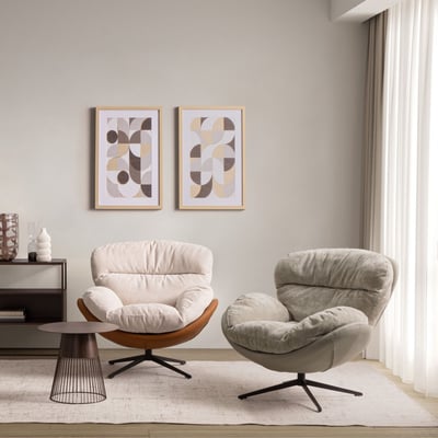 Fauteuil relax pivotant tissu/simili gris/taupe - NINO HELLIN, DEPUIS 1862