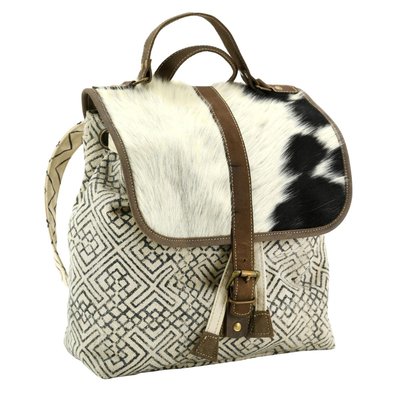Sac à dos en coton et peau de vache Globe Trotteur AUBRY GASPARD
