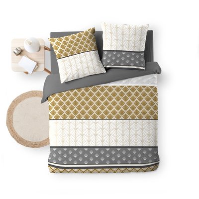 Housse de couette + 2 taies polycoton Collection Strie DOUCEUR D'INTÉRIEUR