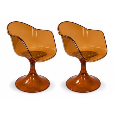 Lot de 2 fauteuils de table en résine acrylique, GLAM NOW'S HOME