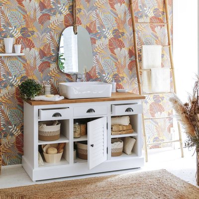 Meuble sous vasque en pin massif blanc 120 cm  MANEL MADE IN MEUBLES 