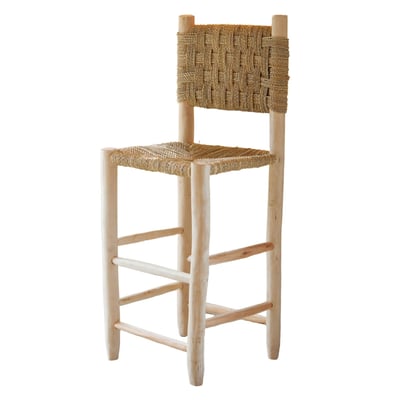 Tabouret de bar bois dossier damier -  LOJI HOME MAISON