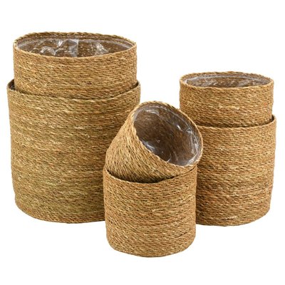 Cache-pots ronds en jonc naturel (Lot de 6) AUBRY GASPARD