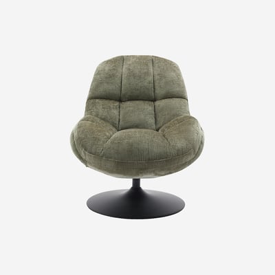Fauteuil pivotant en tissu chenille et métal mat MOGLIANO HABITAT