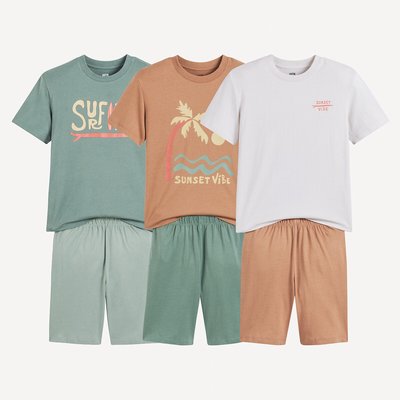 Lot de 3 pyjashorts coton, thème surf LA REDOUTE COLLECTIONS