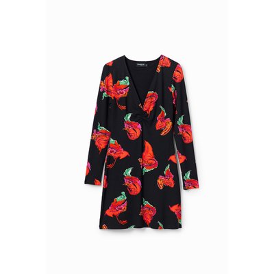 Desigual - Mini robe tissu côtelé fleurs DESIGUAL