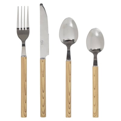 Ménagère 24 pièces en acier inoxydable et manches effet bois INDONESIE SECRET DE GOURMET