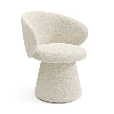 Fauteuil de salon rotatif 180° bouclette crème en tissu bouclette FLARE SIA HOME