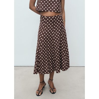 Jupe évasée en lin à pois MANGO